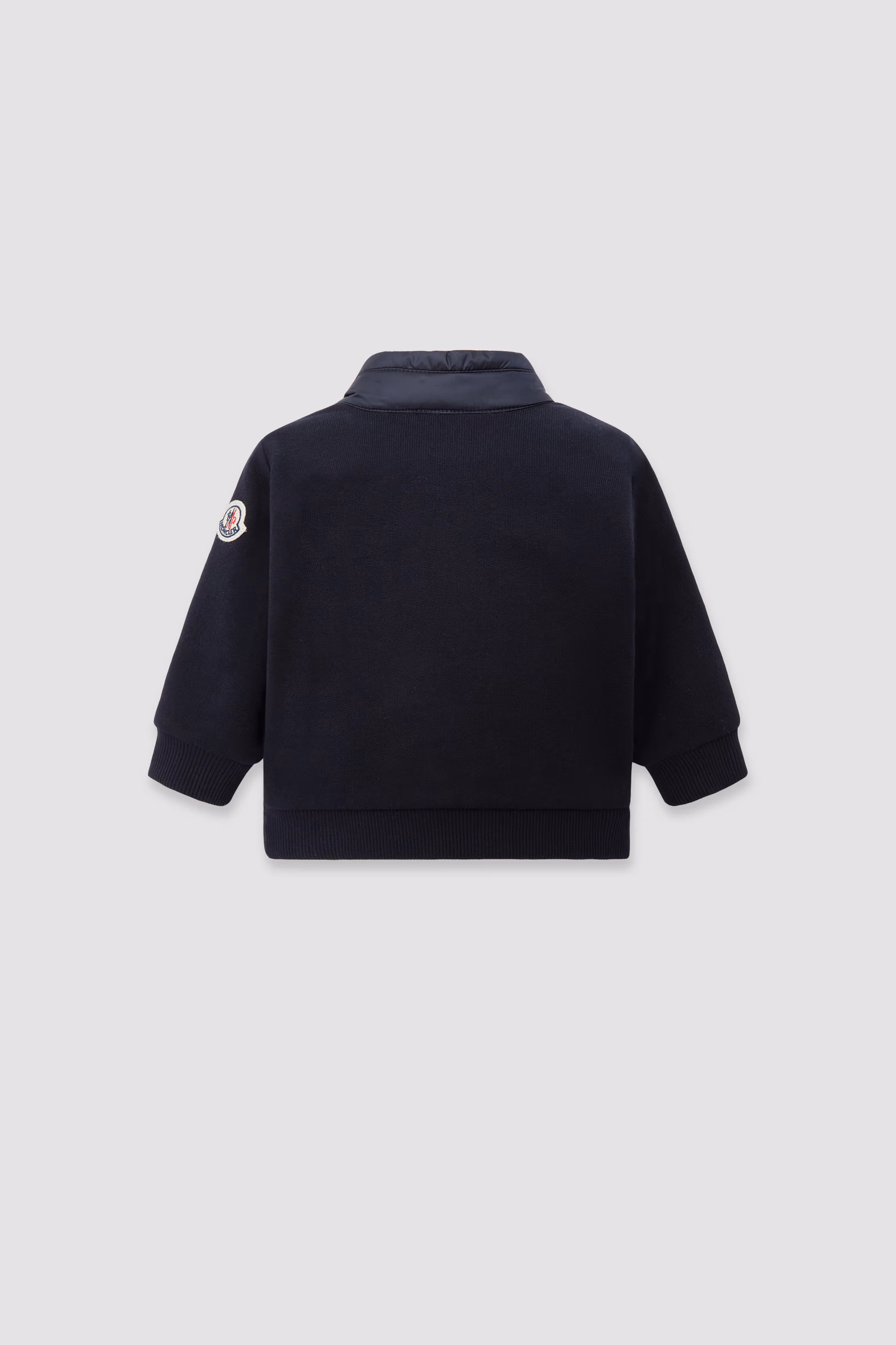 Padded Cotton Zip-Up Sweatshirt Boy Navy Blue Moncler 2